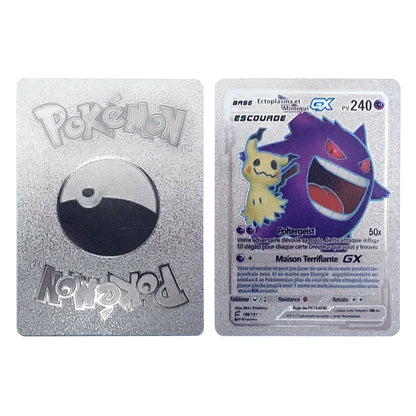 Pokemon Rainbow Gold & Silver VMAX GX Cards – Collectible Battle Trainer Cards in Spanish, English & French, Kids Toy Christmas Gift