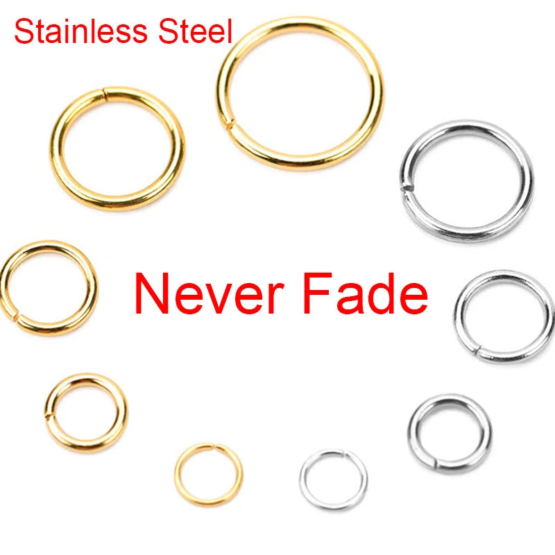 100pcs PVD Stainless Steel Jump Rings - Open Split Ring Connectors for DIY Jewelry Making