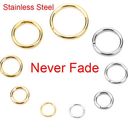 100pcs PVD Stainless Steel Jump Rings - Open Split Ring Connectors for DIY Jewelry Making