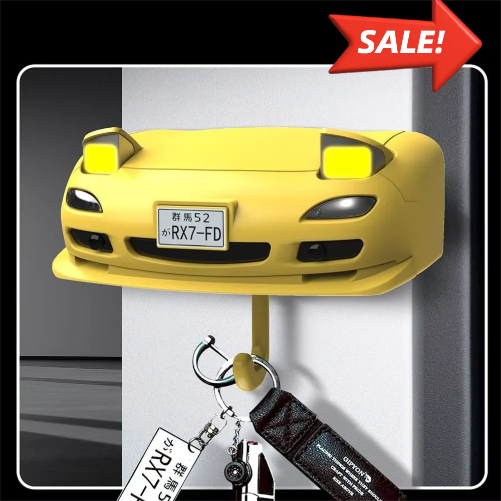 Car Headlight Initial Key Holder - Wall-Mounted Keychain Organizer and Entryway Key Hooks