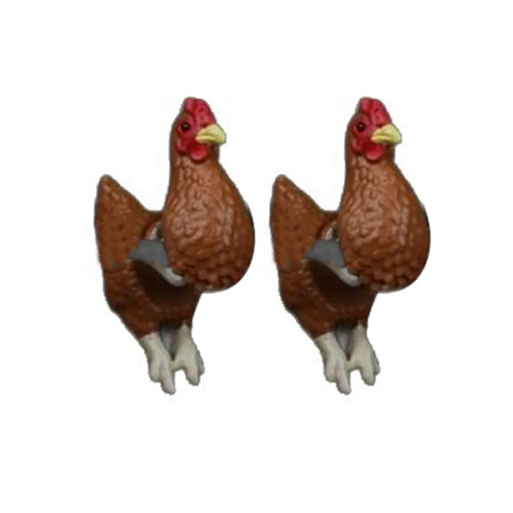 Handmade Chicken Earrings - Hand-Painted Farm Animal Jewelry & Funny Gift