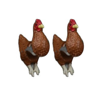 Handmade Chicken Earrings - Hand-Painted Farm Animal Jewelry & Funny Gift