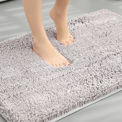 Chenille Long-Haired Bath Mat – Absorbent Bathroom Floor Mat for Tub, Living Room, and Entrance Foot Pad
