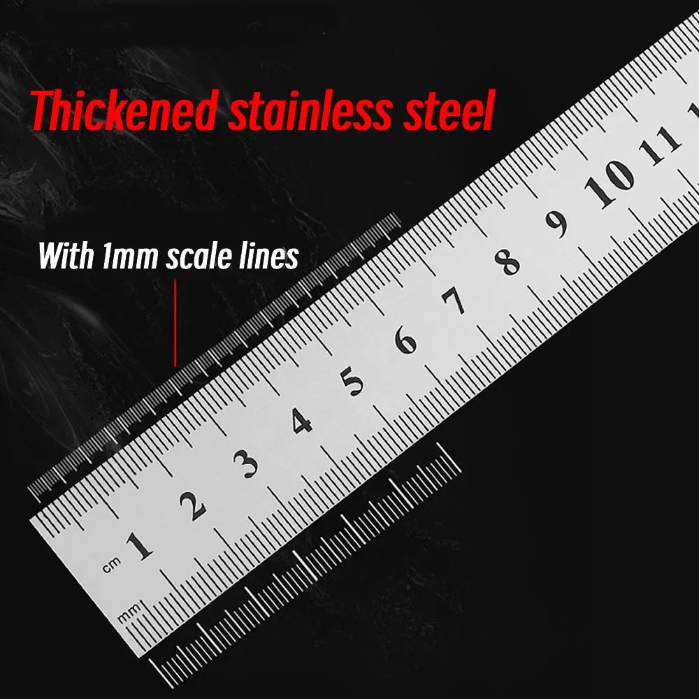 Stainless Steel Precision Ruler - 10-Piece 15-30cm Double-Sided Metric Measuring Scale for Accurate Measurement