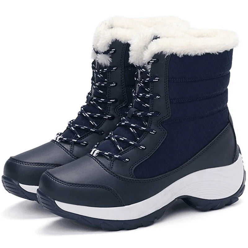 Women’s Winter Boots 2025 – Fur-Lined Snow Boots with Heels, Platform Shoes for Women, Botas Mujer in White & Black
