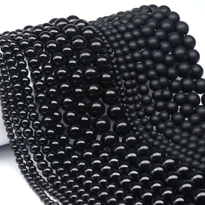 Natural Black Agate Beads – Round Frosted Stone Spacer Beads for DIY Jewelry, Bracelets & Necklace Accessories
