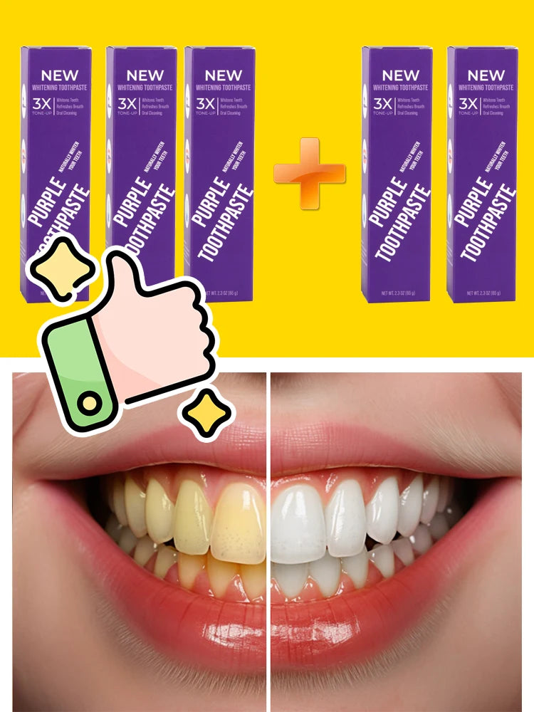 Purple Tooth Whitening Toothpaste – Teeth Stain Remover, Oral Gum Care & Fresh Breath