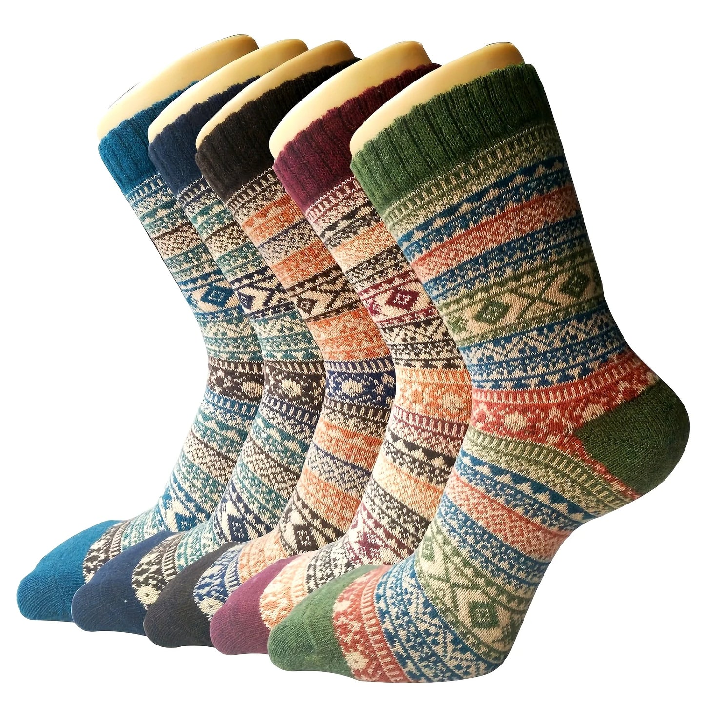5 Pairs Women’s Warm Wool Socks – Soft Mid-Length Autumn Winter Cashmere Anti-Freeze Socks