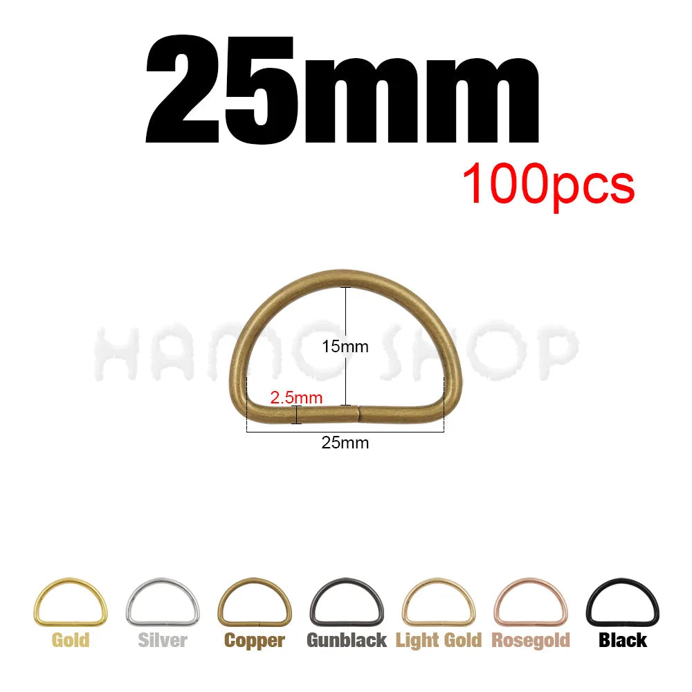 Metal D Ring Adjustable Buckle Set - Webbing Strap Clasps for Backpacks, Bags, Pet Collars, Chains & DIY Accessories