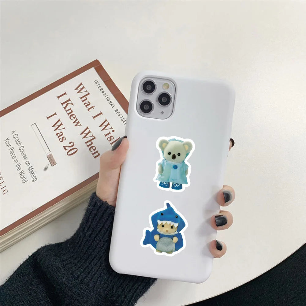 100/200pcs Calico Critters Stickers — Waterproof Cartoon Decals for Laptops, Scrapbooks, Skateboards & Kids’ Decor