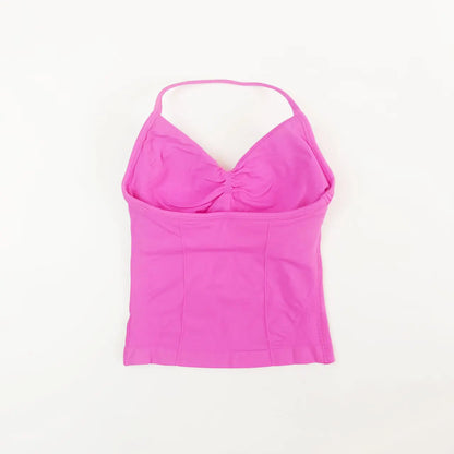 Women’s Longline Strappy Sports Yoga Vest Open Back Gym Tank Top Halter Running Fitness Bra Workout Top NCLAGEN Impact Style