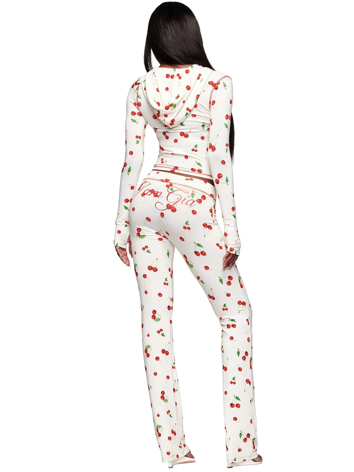 Women’s Letter Print 2-Piece Tracksuit Set - Hooded Zip-Up Coat & Jogger Pants for Autumn and Winter