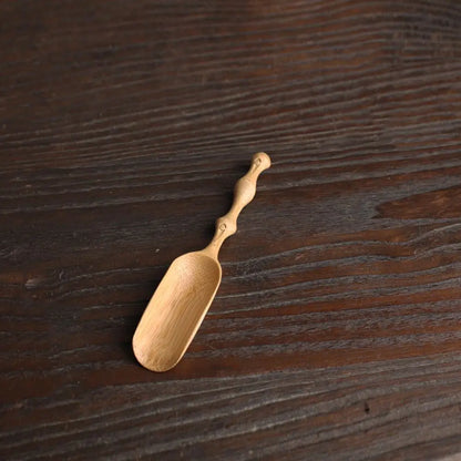 Japanese-Style Natural Bamboo Rattan Tea Scoop – Tea Shovel, Leaves Chooser, Honey & Coffee Spoon, High-Quality Holder