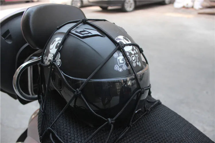 Heavy-Duty Elastic Motorcycle Luggage Net - Helmet Holder Tank Mesh with Adjustable Hooks, 30x30cm/40x40cm
