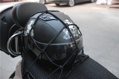 Heavy-Duty Elastic Motorcycle Luggage Net - Helmet Holder Tank Mesh with Adjustable Hooks, 30x30cm/40x40cm