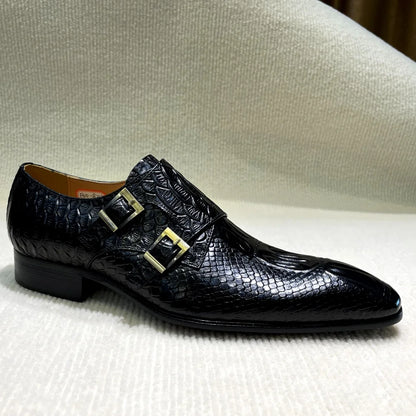 Men’s Genuine Leather Oxford Shoes - Italian-Style Crocodile Pattern Formal Office, Party and Wedding Dress Shoes