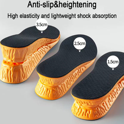 1.5-3.5cm Invisible Height Increase Sport Insoles — Orange EVA Memory Foam Shoe Pads for Men’s Comfort & Foot Care