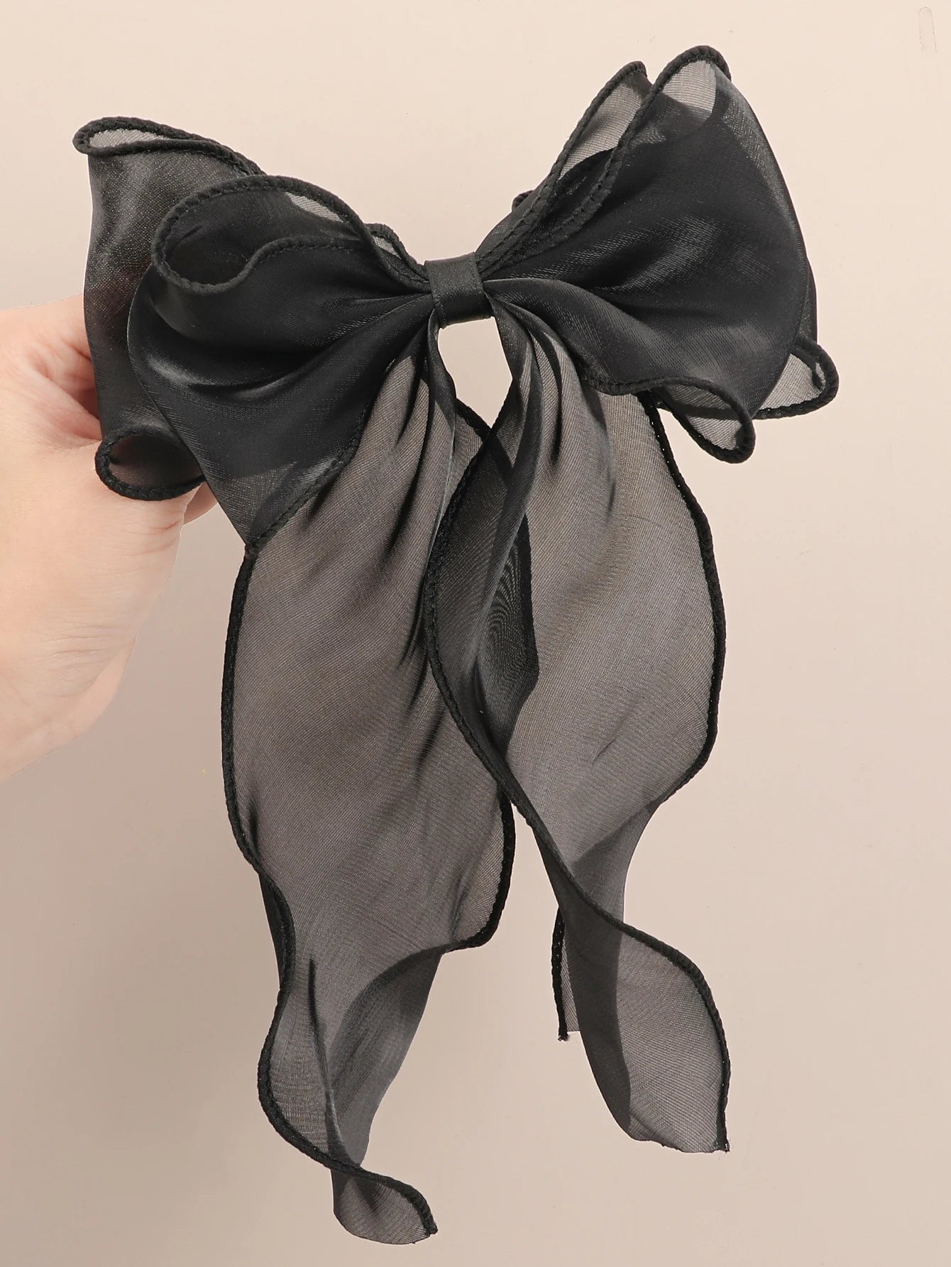 White Organza Bow Hair Clips – Fluttering Ribbon, French Fresh Premium Headdress, Large Hair Accessories for Women & Girls