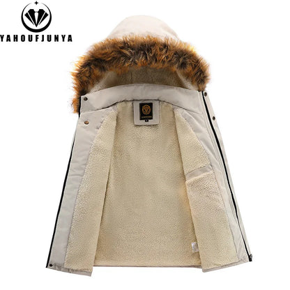 Men's Winter Fleece Jacket - Warm Windproof Outdoor Coat with Removable Hood for Hiking & Casual Wear