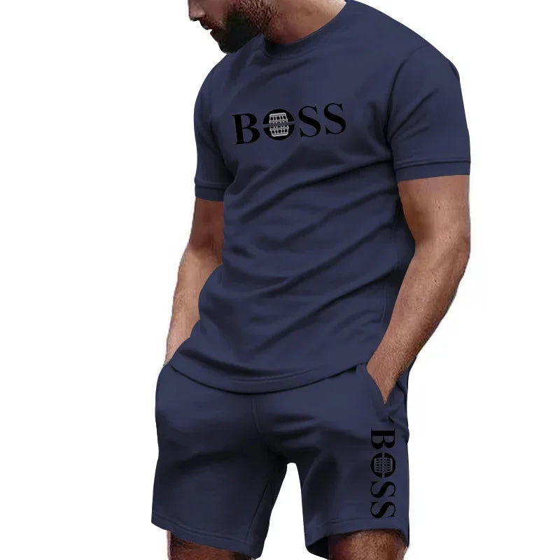 Men's 2-Piece Sportswear Set – Short-Sleeve T-Shirt & Pants for Running & Fitness, Summer 2024 Deal