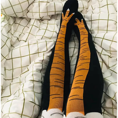 Men's 3D Chicken Print Socks - Funny Cartoon Thigh-High Cotton Cosplay Socks