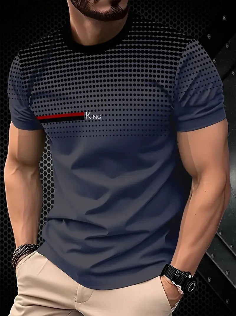 Men’s 3D Printed Sports T-Shirt - Breathable Round Neck Polyester Casual Summer Tee Top