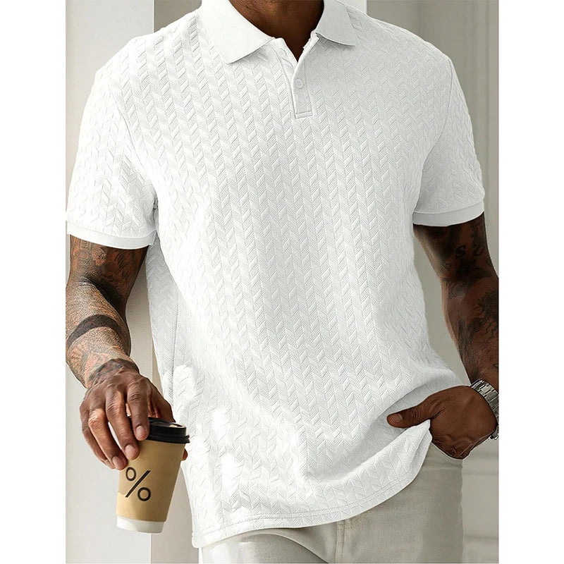 Men's Solid Color Polo Shirt - Summer Short Sleeve Breathable Streetwear Casual Top