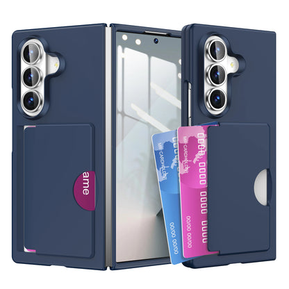 Luxury Matte Card Holder Case - Slim Shockproof Hard PC Protective Cover for Samsung Galaxy Z Fold 7 & Z Fold 6 Folding Phone