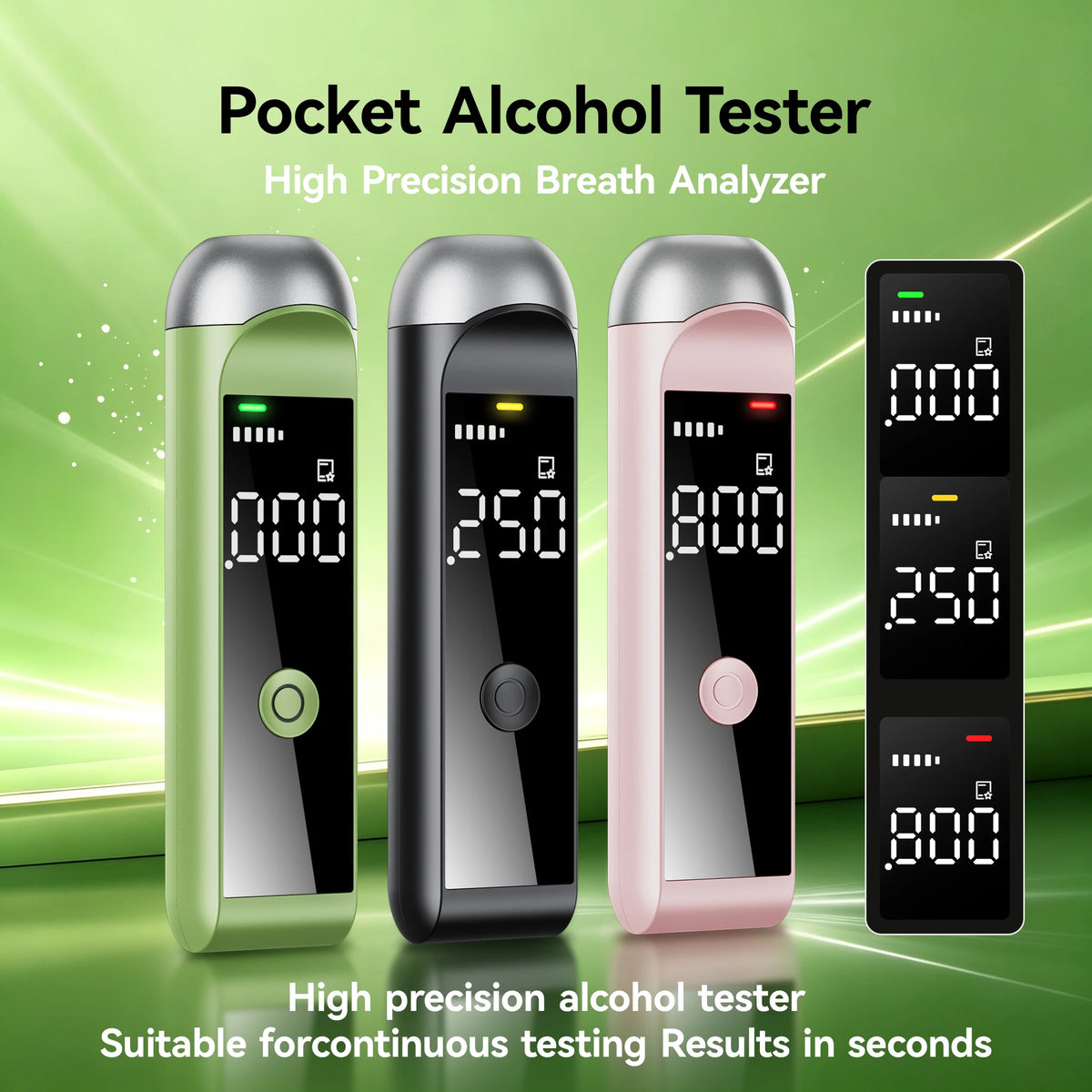 Portable Rechargeable Breathalyzer - Personal Alcohol Tester for Home, Family and Driver Use