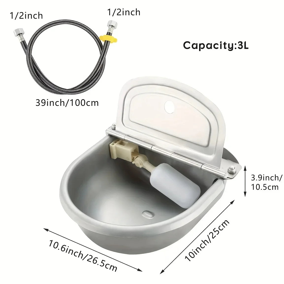 Damaly Automatic Pet Water Dispenser - Gravity-Fed Dog & Cat Drinking Bowl with Easy-Clean Reservoir