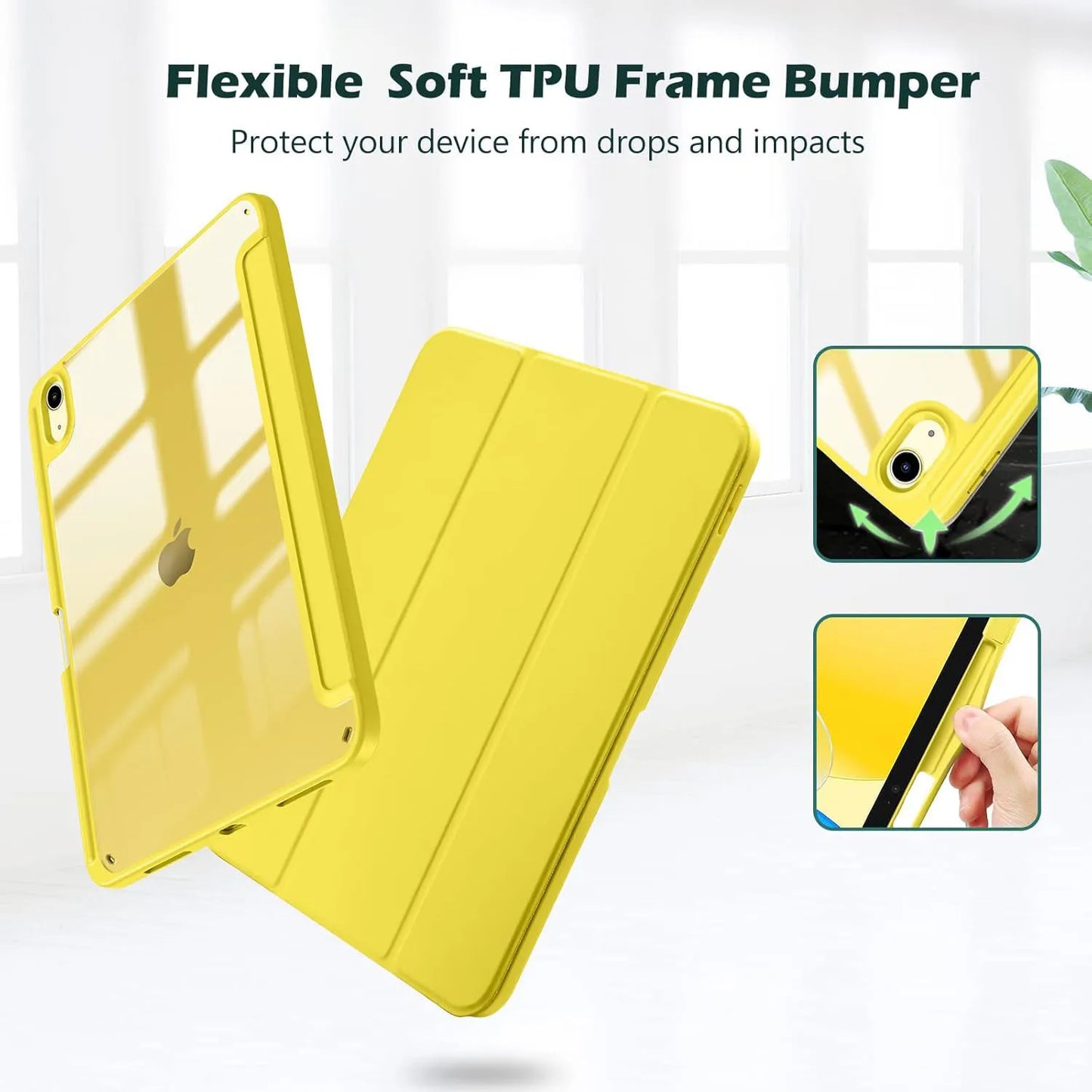 iPad 10th & 11th Gen Case 2022 – Hybrid Slim Tri-Fold Stand Cover with Pencil Holder, Protective Tablet Case