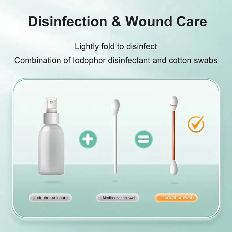 50–500-Piece Disposable Iodine Cotton Swabs – Portable Antiseptic First Aid Supplies for Home, Travel, and Emergency Kits