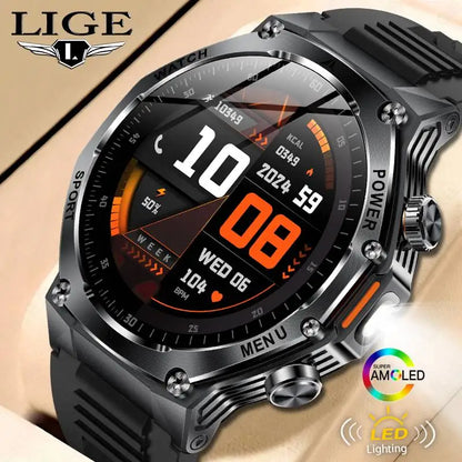 LIGE 2025 Smartwatch for Men — 800mAh Ultra Long Battery, Waterproof Outdoor Sport Watch with Bluetooth Call & Military Design