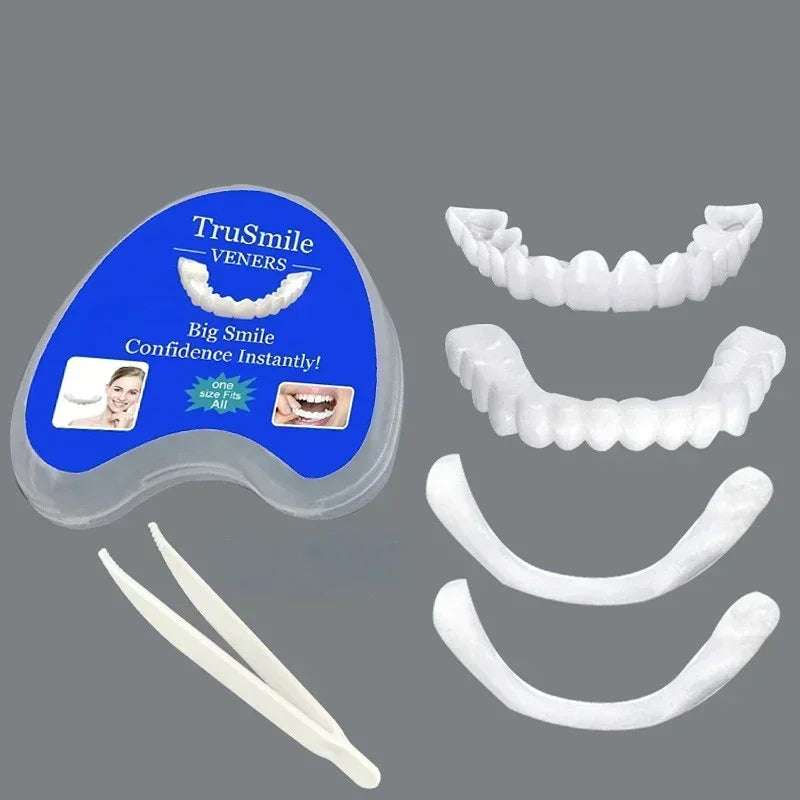 Silicone Denture Set — Temporary Orthodontic Teeth, Fake Tooth Braces for Oral Hygiene, Whitening & Dental Simulation