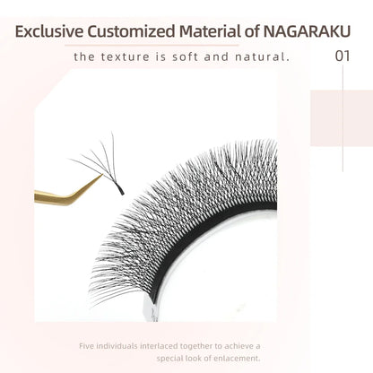NAGARAKU 5D W-Shape Eyelash Extensions – Mega Volume Premade Fans, Soft Dense Lashes