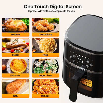 5-Quart Digital Air Fryer Toaster Oven Combo – 8 Cooking Presets, Oil-Free Cooker with Visible Window & Dishwasher Safe Basket