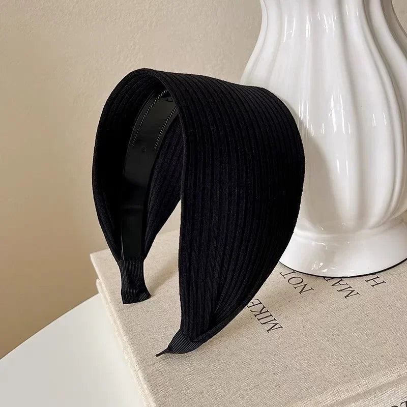 New Soft Wide Knitting Cotton Hairbands for Women & Girls – Korean Solid Turban with Teeth, Head Band Headwear Accessories