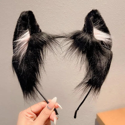 Cute Cat Ear Headband - Plush Christmas Animal Hairband for Kids Holiday Dress-Up & Hair Accessories