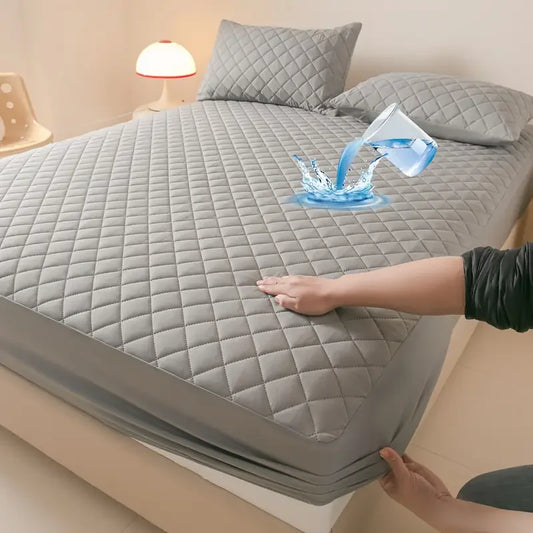 Quilted Waterproof Fitted Sheet – Machine Washable Mattress Protector for Single & Double Beds