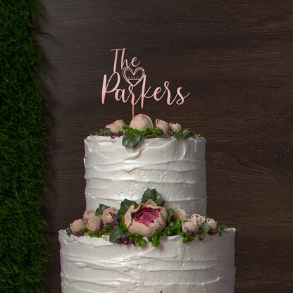 Personalized Acrylic Wedding Cake Topper – Custom Script with Date, Rustic Party Cake Decoration
