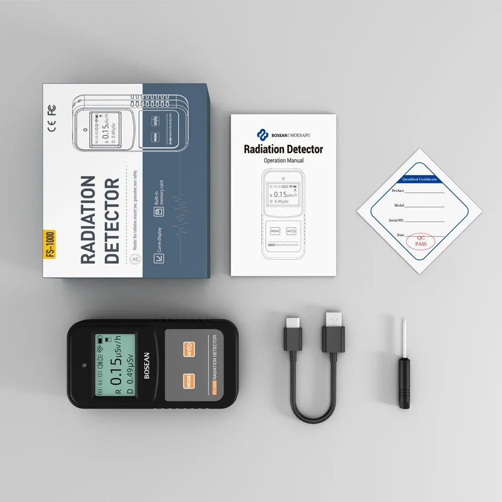 Geiger Counter Radiation Detector - Handheld X-Ray, Gamma & Beta Ray Radioactive Tester with LCD Display and Alarm