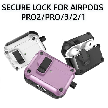 Shockproof Security Lock Cover for AirPods Pro 2 & 3 - Protective Case for AirPods Pro 2nd Gen 2023, AirPods 3 Funda