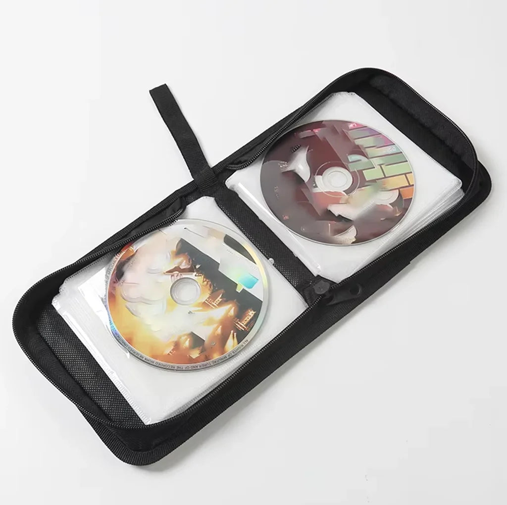 40-Disc CD & DVD Storage Case - Oxford Cloth Organizer Bag with Disc Booklet Holder