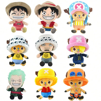 25CM One Piece Anime Plush Toys - Luffy, Chopper, Ace and Zoro Cute Stuffed Character Dolls for Fans and Gifts