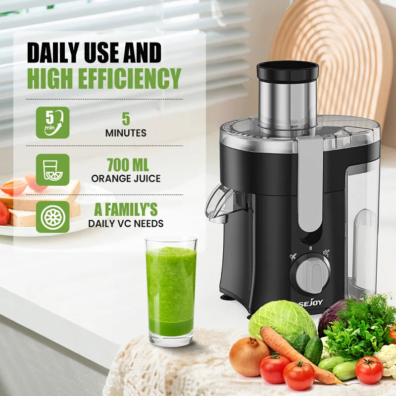 SEJOY Centrifugal Juicer – Compact Automatic Electric Citrus and Fruit & Veg Extractor with Pulp Ejection