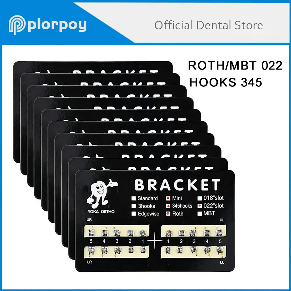 PIORPOY Dental Brackets – 20 Pcs Metal Monoblock Mini Roth MBT 022 with Hooks for Orthodontic Treatment