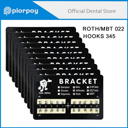 PIORPOY Dental Brackets – 20 Pcs Metal Monoblock Mini Roth MBT 022 with Hooks for Orthodontic Treatment