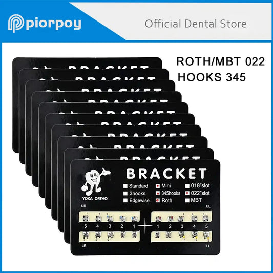 PIORPOY Dental Brackets – 20 Pcs Metal Monoblock Mini Roth MBT 022 with Hooks for Orthodontic Treatment