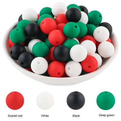 50Pcs Silicone Spacer Beads - 9/12/15mm Round Loose Beads for DIY Necklace Bracelet Jewelry Making