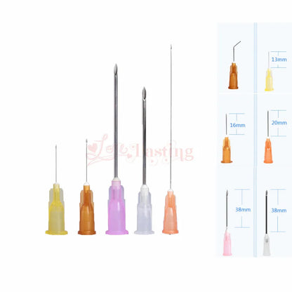 25pcs Disposable Sharp Needles – 18G to 34G Sterile Stainless Steel Tattoo & Hyaluronic Acid Needles